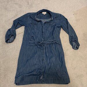 LOFT women denim shirt dress tie-waist size 0